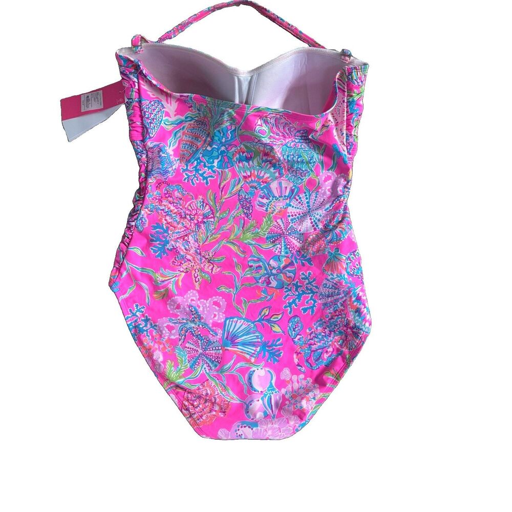 Lilly Pulitzer Flamenco One Piece Swimsuit Shell Me Something Good Size 14 - Picture 3 of 12